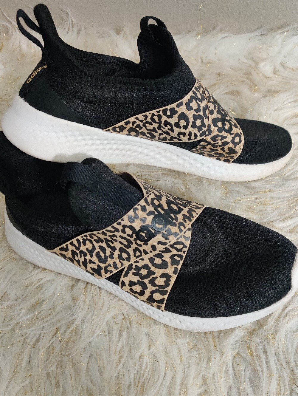 Size 8.5 Adidas Puremotion Adapt Cheetah Print Running Sneakers Slip On Leopard